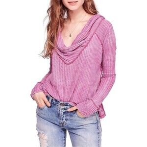 We The Free Women XS Wildcat Thermal Drapey Cowl Neck Long Sleeve Pink Rose NWT